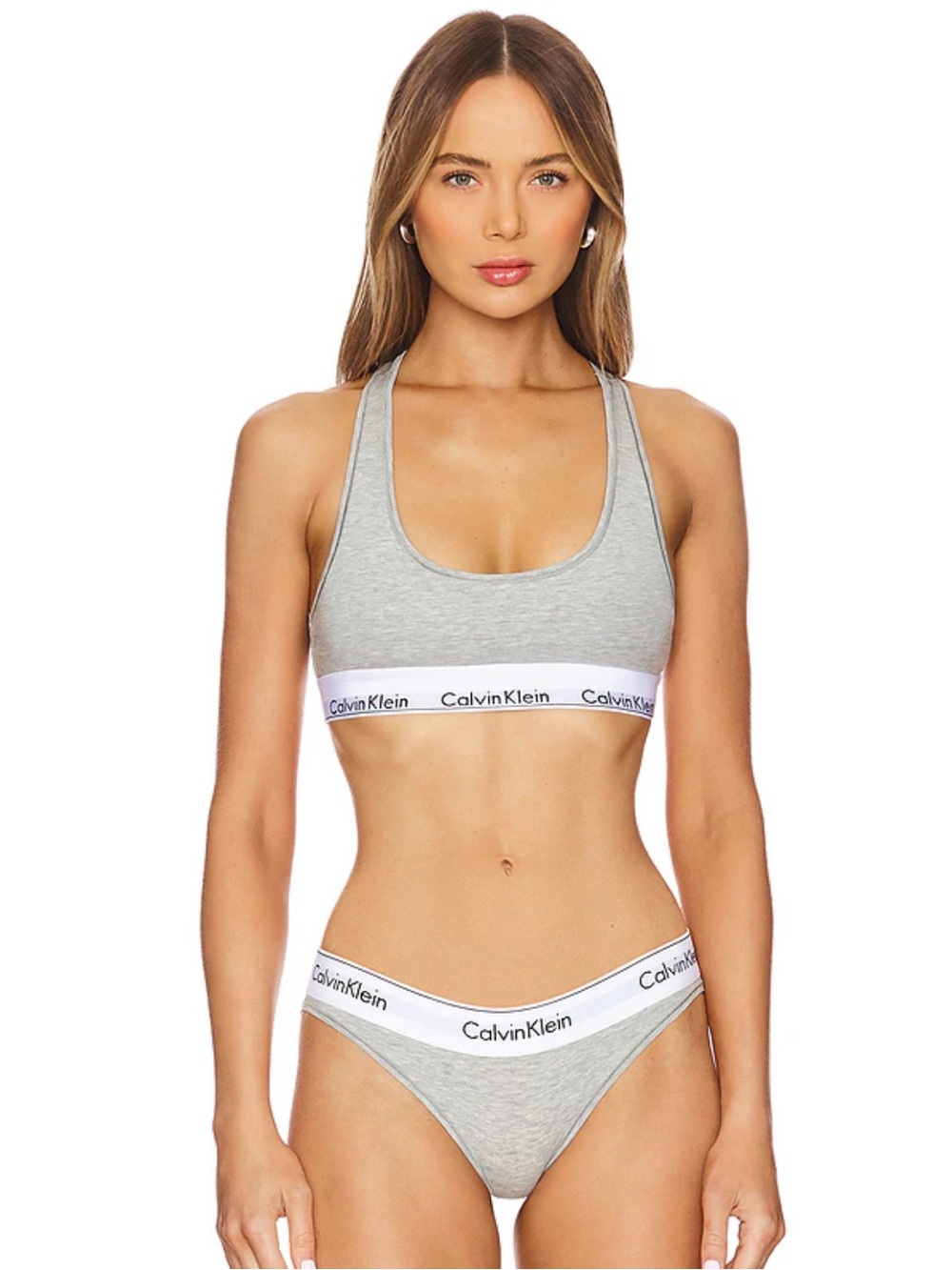 Calvin Klein Gray Logo Racerback Bralette